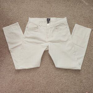 Slim Fit Straight 5-Pocket Off-White Light-Weight Pants